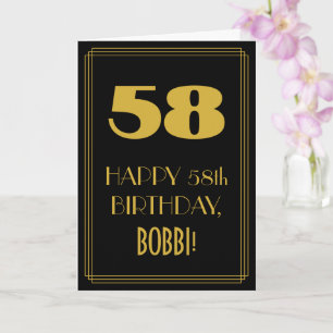 58th Birthday – Art Deco Inspired Look "58" & Name Card