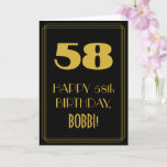 [ Thumbnail: 58th Birthday – Art Deco Inspired Look "58" & Name Card ]