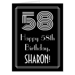 58th Birthday — Art Deco Inspired Look “58” + Name Card