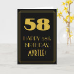 [ Thumbnail: 58th Birthday ~ Art Deco Inspired Look "58" & Name Card ]