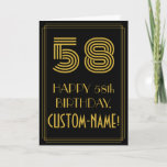 [ Thumbnail: 58th Birthday: Art Deco Inspired Look "58" & Name Card ]