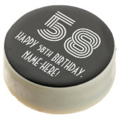 58th Birthday - Art Deco Inspired Look "58", Name Chocolate Covered Oreo (Angled)