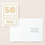 [ Thumbnail: 58th Birthday - Art Deco Inspired Look "58" & Name Foil Card ]