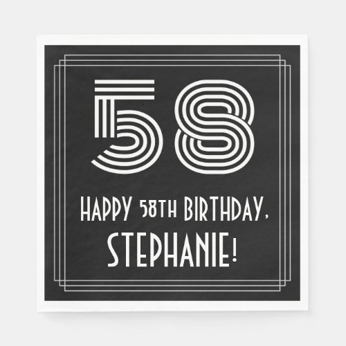 58th Birthday Art Deco Inspired Look 58  Name Napkins