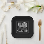 [ Thumbnail: 58th Birthday — Art Deco Inspired Look “58” + Name Paper Plates ]