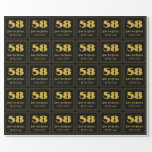 [ Thumbnail: 58th Birthday – Art Deco Inspired Look "58" & Name Wrapping Paper ]