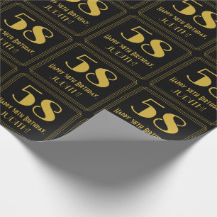 58th Birthday ~ Art Deco Inspired Look "58", Name Wrapping Paper