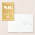 [ Thumbnail: 58th Birthday ~ Art Deco Style "58" & Custom Name Foil Card ]