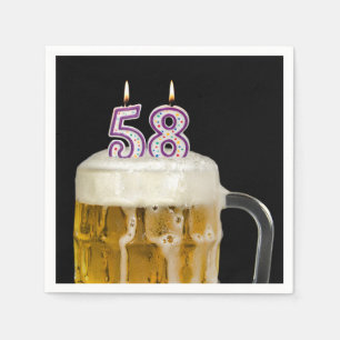 58th Birthday Beer on black Napkins