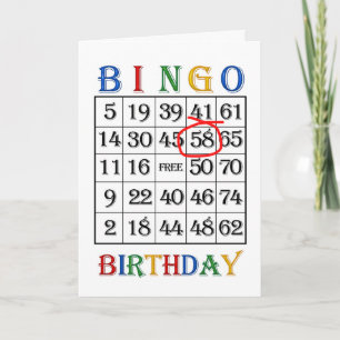 58th Birthday Bingo card