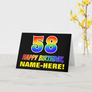 58th Birthday: Bold, Fun, Simple, Rainbow 58 Card