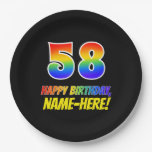 [ Thumbnail: 58th Birthday: Bold, Fun, Simple, Rainbow 58 Paper Plates ]