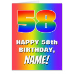 [ Thumbnail: 58th Birthday: Colorful, Fun Rainbow Pattern # 58 Card ]