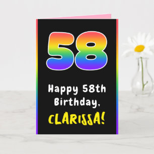58th Birthday: Colorful Rainbow # 58, Custom Name Card