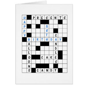 58th Birthday, Crossword Puzzle Birthday Card