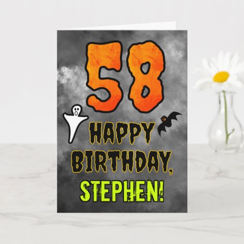 58th Birthday Eerie Halloween Theme  Custom Name Card