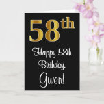 [ Thumbnail: 58th Birthday ~ Elegant Luxurious Faux Gold Look # Card ]