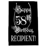 [ Thumbnail: 58th Birthday: Fancy, Elegant Script + Custom Name Gift Bag ]