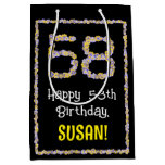 [ Thumbnail: 58th Birthday: Floral Flowers Number, Custom Name Gift Bag ]