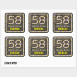 [ Thumbnail: 58th Birthday: Floral Number, Faux Wood Look, Name Sticker ]