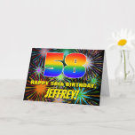 [ Thumbnail: 58th Birthday: Fun, Colorful Celebratory Fireworks Card ]