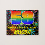 [ Thumbnail: 58th Birthday: Fun, Colorful Celebratory Fireworks Jigsaw Puzzle ]