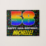 [ Thumbnail: 58th Birthday — Fun, Colorful Music Symbols & “58” Jigsaw Puzzle ]