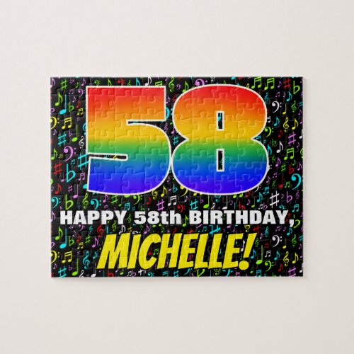 58th Birthday  Fun Colorful Music Symbols  58 Jigsaw Puzzle