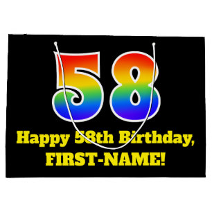 58th Birthday ~ Fun, Colorful, Vibrant, Rainbow 58 Large Gift Bag