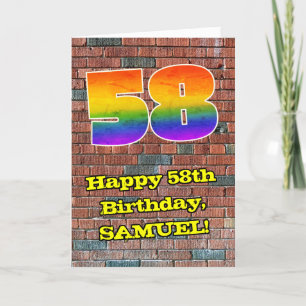 58th Birthday: Fun Graffiti-Inspired Rainbow 58 Card