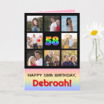 [ Thumbnail: 58th Birthday: Fun Rainbow #, Custom Photos + Name Card ]