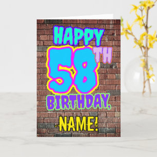 58th Birthday - Fun, Urban Graffiti Inspired Look Card