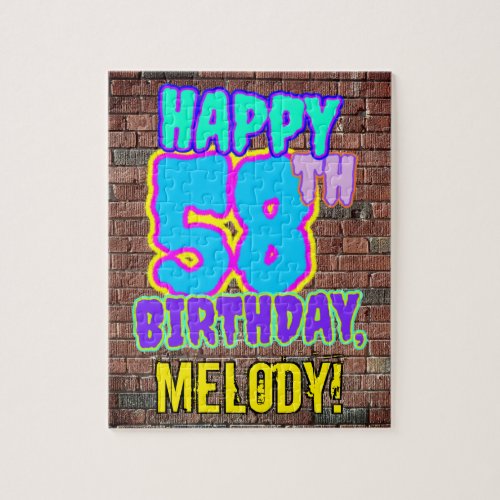 58th Birthday  Fun Urban Graffiti Inspired Look Jigsaw Puzzle