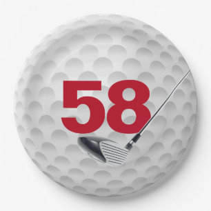 58th Birthday Golf Ball Design Paper Plate