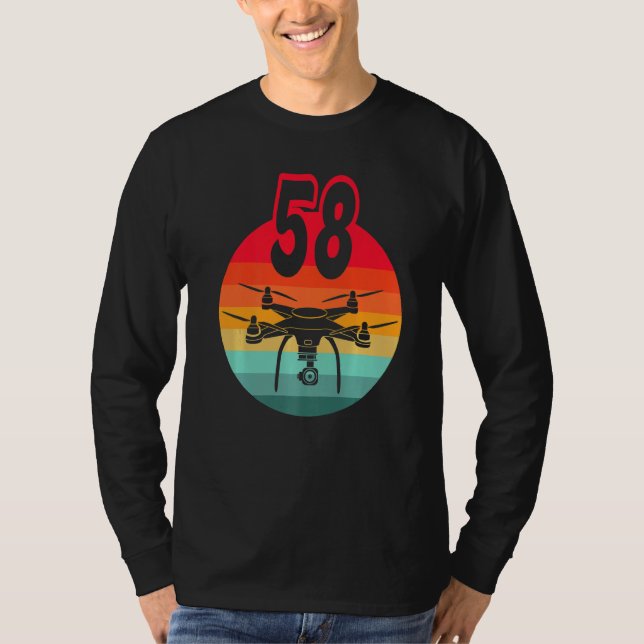 58th Birthday I Retro Remote Control Drones With C T-Shirt (Front)