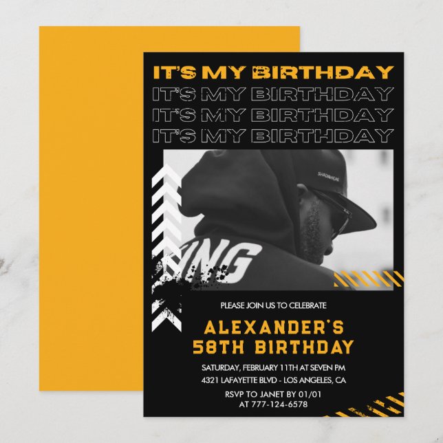 58th birthday invitations Men Photo Spray paint (Front/Back)