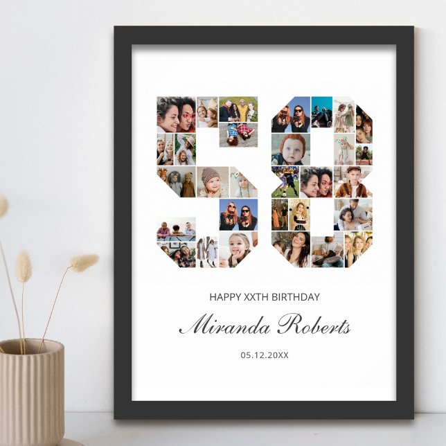 58th Birthday Number 58 Custom Photo Collage Poster (Creator Uploaded)