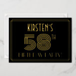 [ Thumbnail: 58th Birthday Party — Art Deco Style “58” + Name Invitation ]