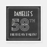 [ Thumbnail: 58th Birthday Party: Art Deco Style + Custom Name Napkins ]