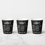 [ Thumbnail: 58th Birthday Party: Art Deco Style + Custom Name Paper Cups ]