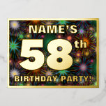[ Thumbnail: 58th Birthday Party: Bold, Colorful Fireworks Look Postcard ]