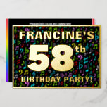 [ Thumbnail: 58th Birthday Party — Fun, Colorful Music Symbols Invitation ]