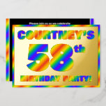 [ Thumbnail: 58th Birthday Party — Fun, Rainbow Spectrum “58” Invitation ]