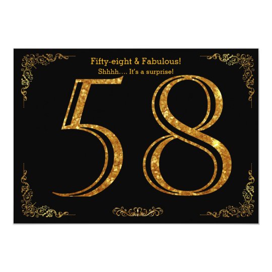 Happy 58th Birthday Banner – Party-Dekoration 1,2 X 1,8 M, Schwarz/gold, Mit Aufhänge-Schnüren