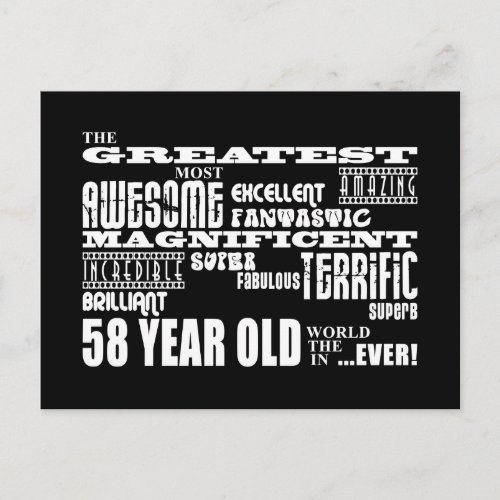 58th Birthday Party Greatest Fifty Eight Year Old Invitation Postcard
