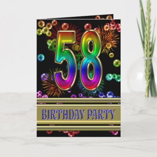 58th Birthday party Invitation