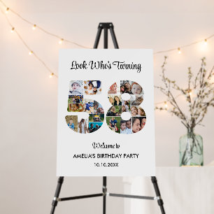 58th Birthday Party Number 58 Photo Collage Foam Board