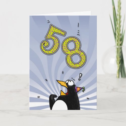 58th Birthday Penguin Surprise Card