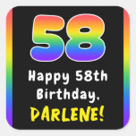[ Thumbnail: 58th Birthday: Rainbow Spectrum # 58, Custom Name Sticker ]