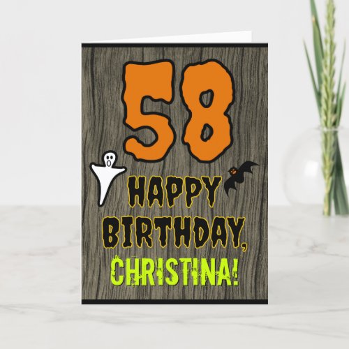 58th Birthday Spooky Halloween Theme Custom Name Card